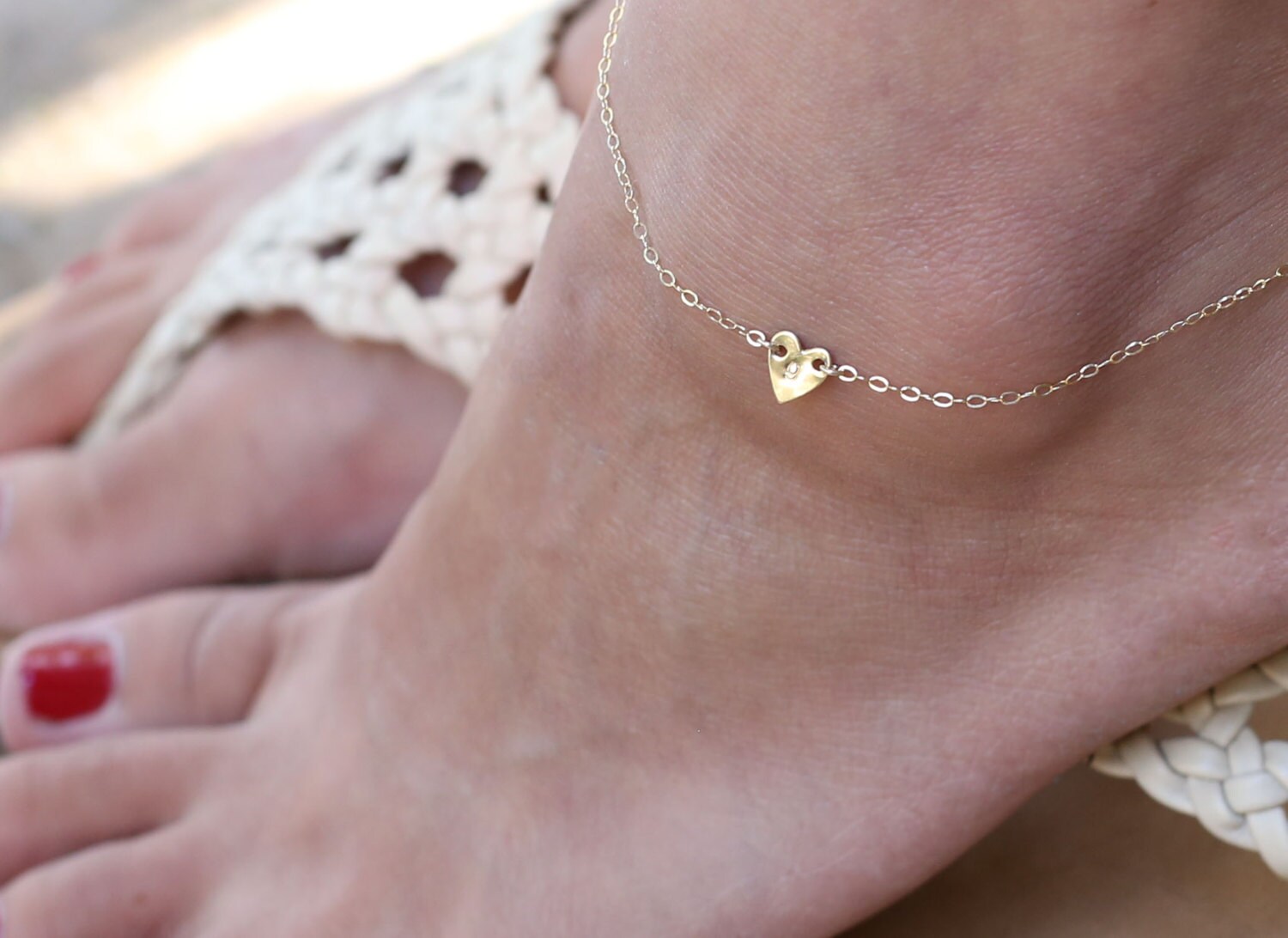 Personalized Double Heart Anklet 14K Gold filled EA001 Etsy