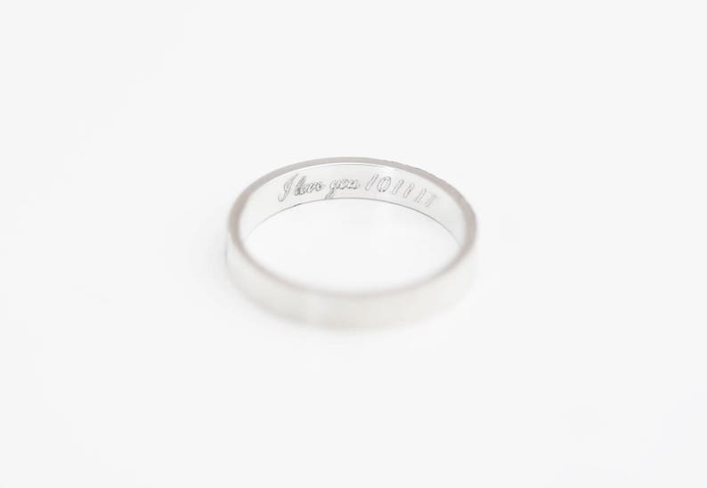 Secret message wedding band in Sterling Silver/ Personalized message ring Inside engraved Ring Customizable Ring image 2