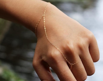 Simple Hand Chain Bracelets in 14K Gold filled and Sterling silver FINGER BRACELET