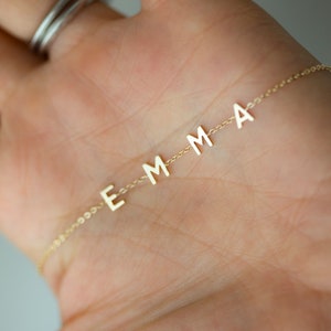 14K Gold Initial Bracelet / Name Bracelets / Personalized 14k solid gold Name Bracelet • Personalized Gift •  Mother&#39;s Day Gift for Her