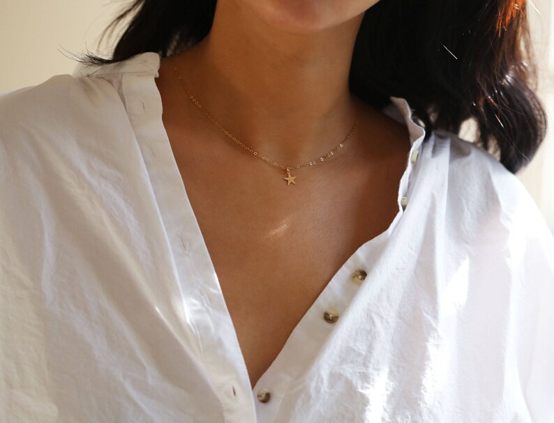 14K Gold Star Necklace Jewelry gift for her 14K Solid by E/&E PROJECT