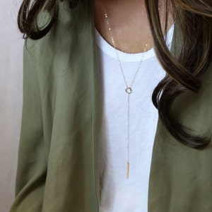 Long Halo Lariat Y Necklace / Gift for Her / Long Lariat Y Necklace image 4