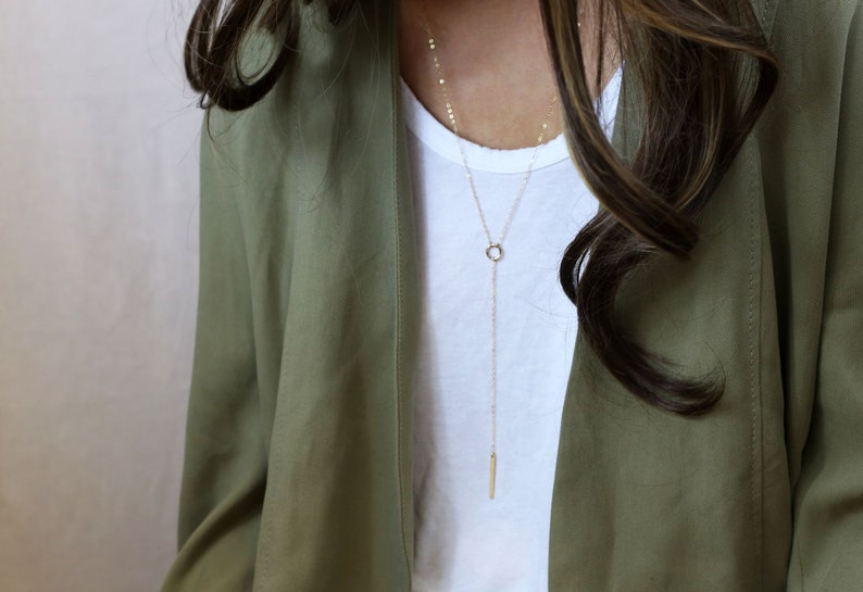 Long Halo Lariat Y Necklace / Gift for Her / Long Lariat Y Necklace image 4