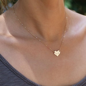 Personalized Heart Necklace Gold filled heart necklace initial necklace / gold heart necklace // Christmas gift for her under 30 / image 2