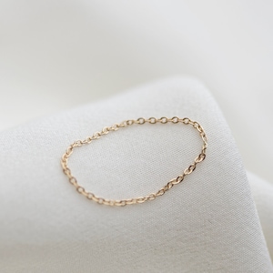 14k Dainty Chain Ring / Super Dainty Link Chain Ring / Barely there ring Gold rings / chain rings / Simple stackable chain ring image 4