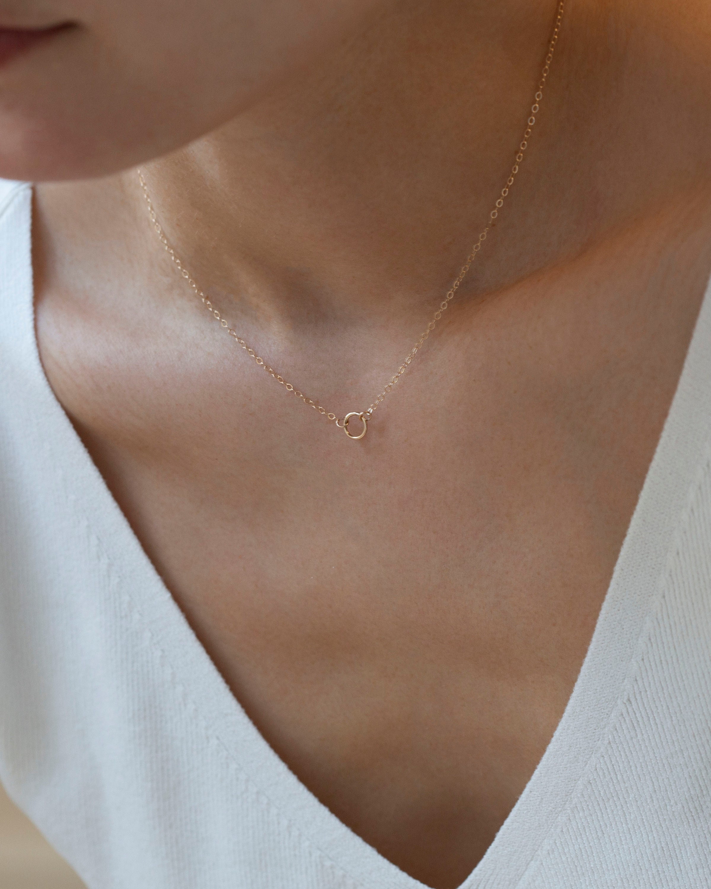 14K Gold Circle Necklace // 14K Halo Ring Necklace in 14K