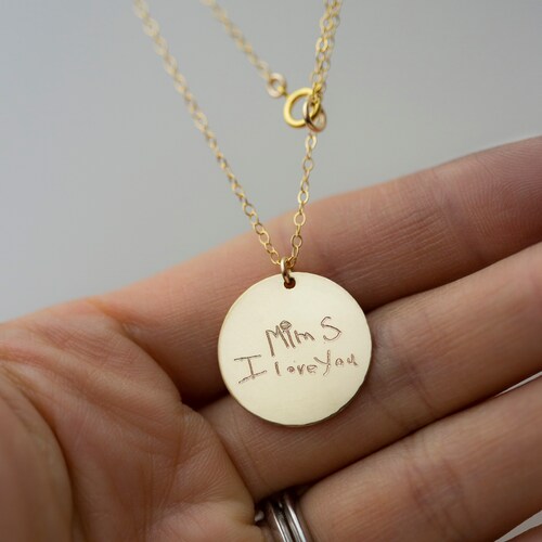 Personalisierte Handschrift Halskette / Andenken Schmuck / Kind handgeschriebene Halskette Mom Geschenk / Geschenk für sie // Geschenk von Kindern