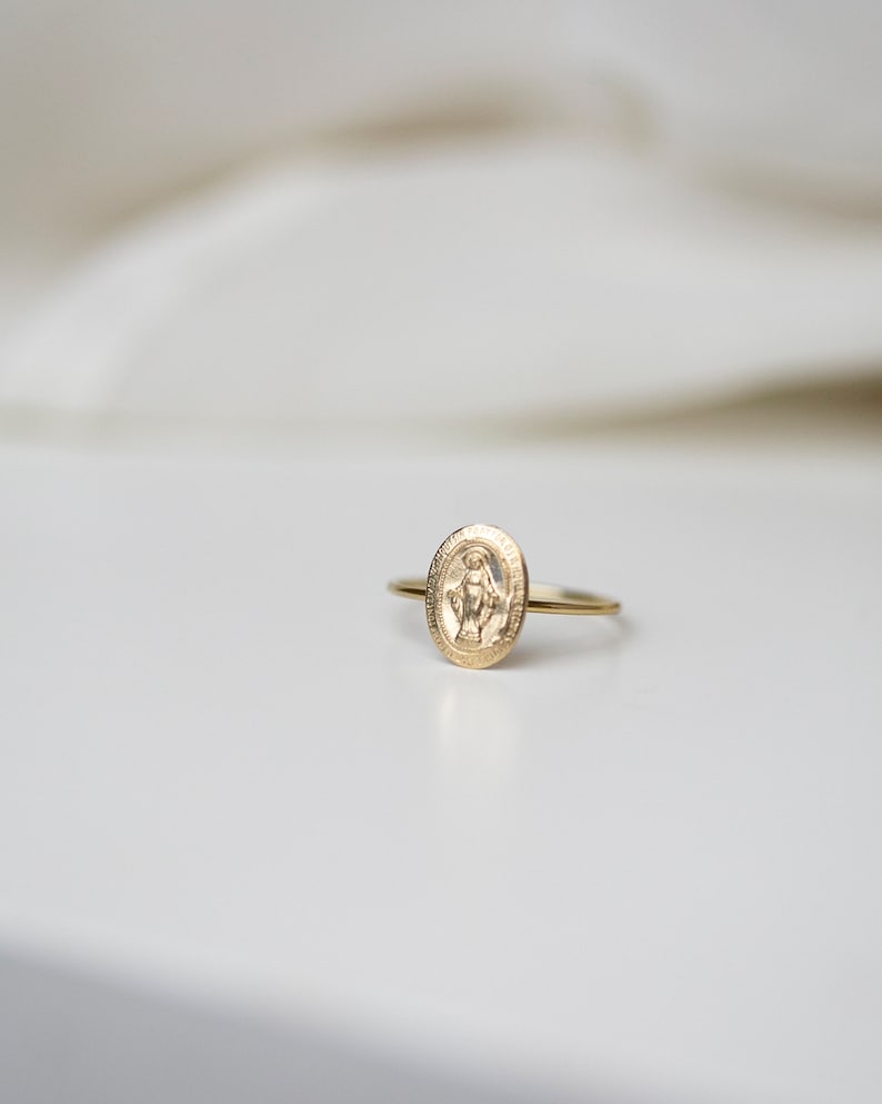 Virgin Mary Ring Religious Jewelry Mary Ring in Gold Etsy