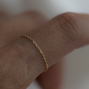 14k Dainty Chain Ring / Super Dainty Link Chain Ring / Barely there ring Gold rings / chain rings / Simple stackable chain ring image 6