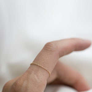 14k Dainty Chain Ring / Super Dainty Link Chain Ring / Barely There ...