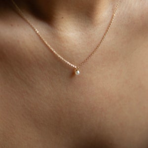Mini Pearl Pendant Necklace | 14k Gold Dainty pearl necklace | Simple Pearl Necklace | Mother&#39;s Day Gift