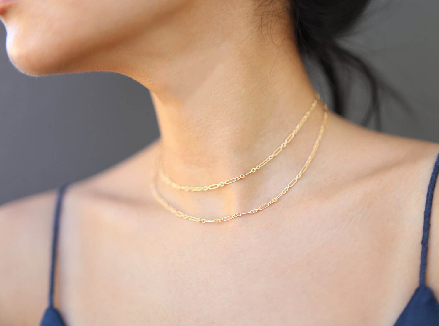 Halo Double Chain Layered Necklace 