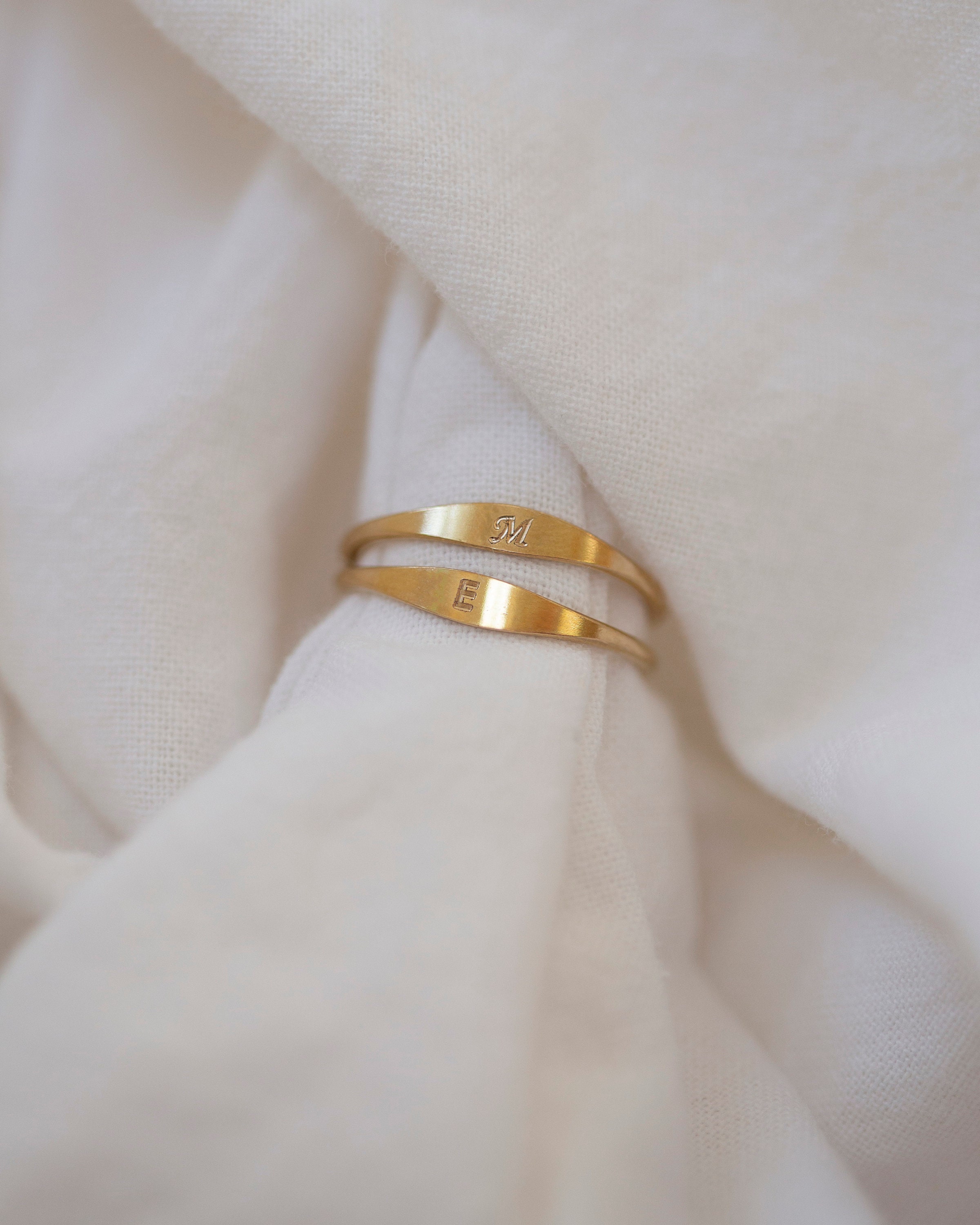 Tiny Signet Ring / Personalized Signet Ring / Gold Filled Stacking Ring ...