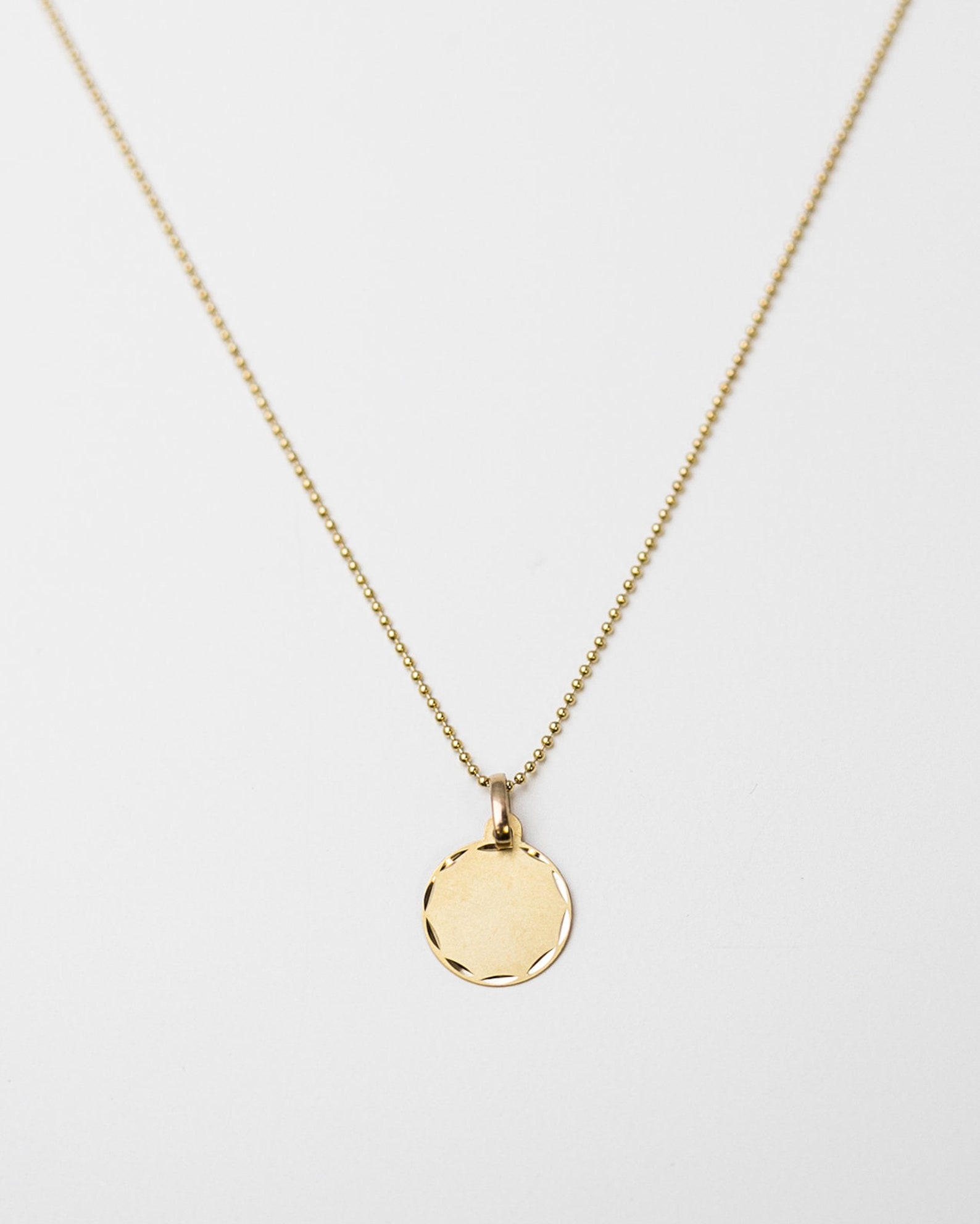 14K Solid Gold Initial Necklace 14K Gold Name Disc Necklace Etsy