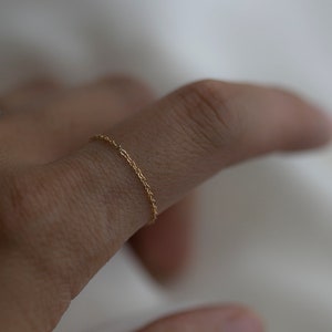 14k Dainty Chain Ring / Super Dainty Link Chain Ring / Barely there ring Gold rings / chain rings / Simple stackable chain ring image 5
