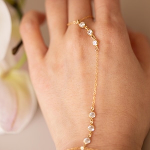 Diamond Hand Chain / Gold filled CZ Hand Chain / Festival jewelry Slave Bracelet
