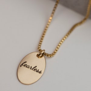 Engraved Oval Tag Necklace / Gold Filled Tag Charm / Custom Initial Necklace / Gift for her for Her image 5