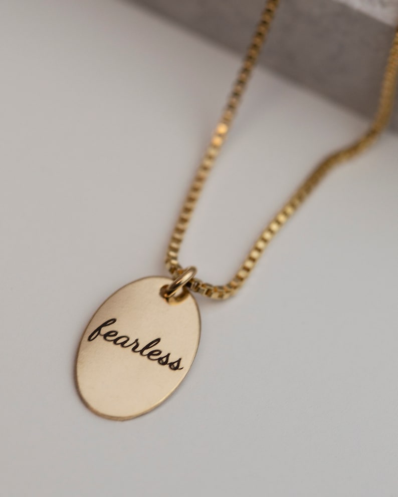 Engraved Oval Tag Necklace / Gold Filled Tag Charm / Custom Initial Necklace / Gift for her for Her image 5