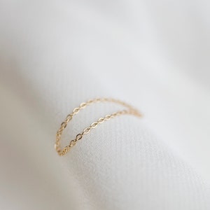 14k Dainty Chain Ring / Super Dainty Link Chain Ring / Barely there ring Gold rings / chain rings / Simple stackable chain ring image 3