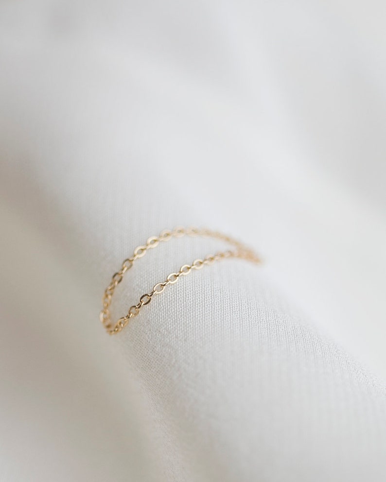 14k Dainty Chain Ring / Super Dainty Link Chain Ring / Barely there ring Gold rings / chain rings / Simple stackable chain ring image 3