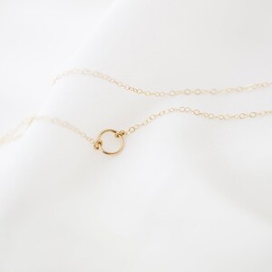 14K Gold Circle Necklace // 14K Halo Ring Necklace in 14K - Etsy