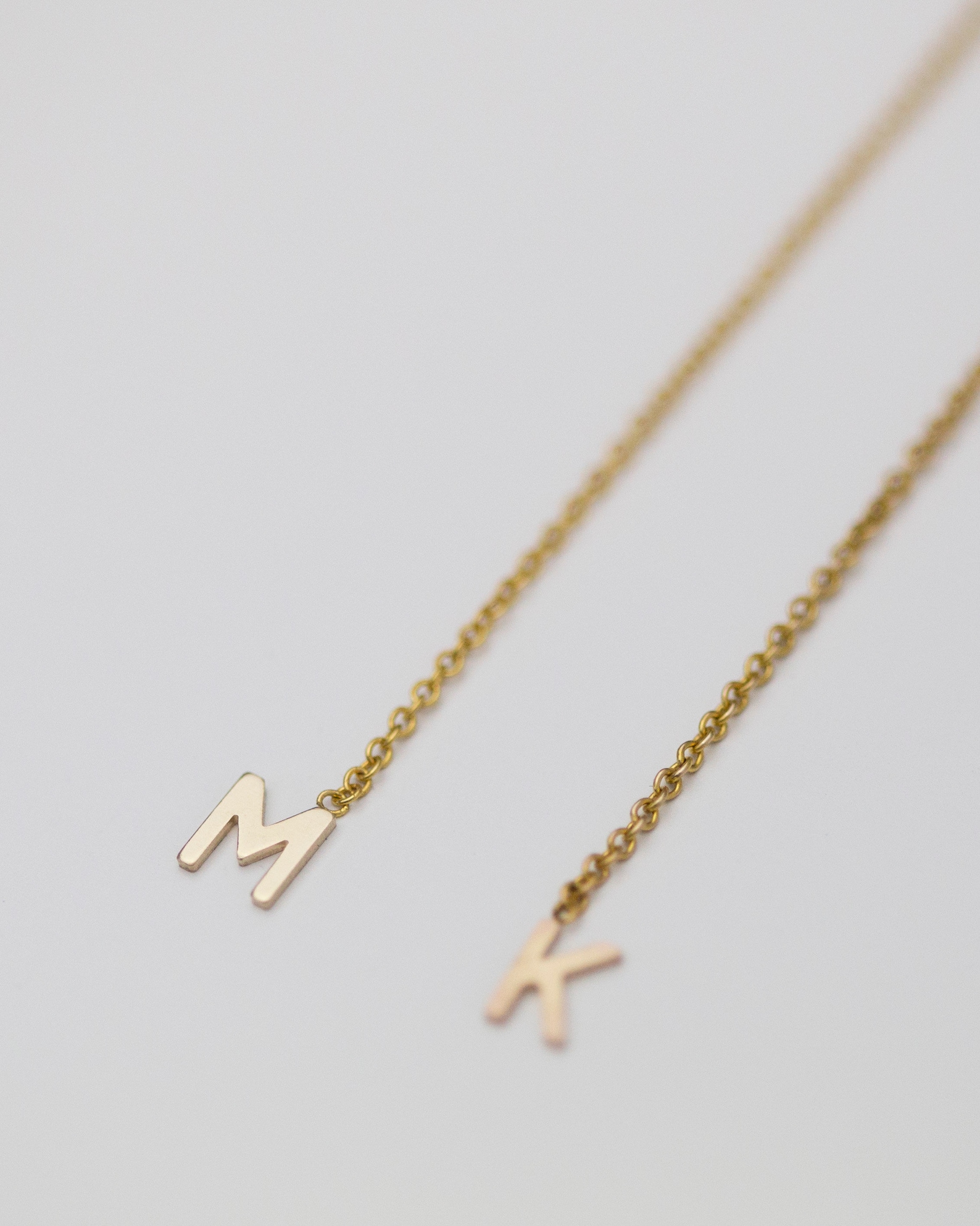Personalized Alphabet Initial Thread Earring // 14K Gold Threader ...