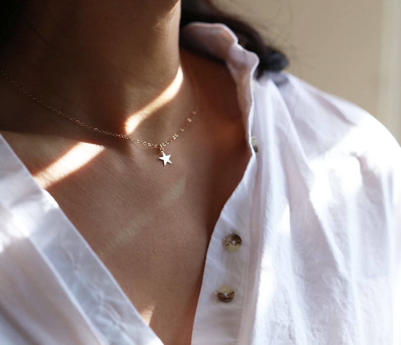 14K Gold Star Necklace Jewelry gift for her 14K Solid by E/&E PROJECT