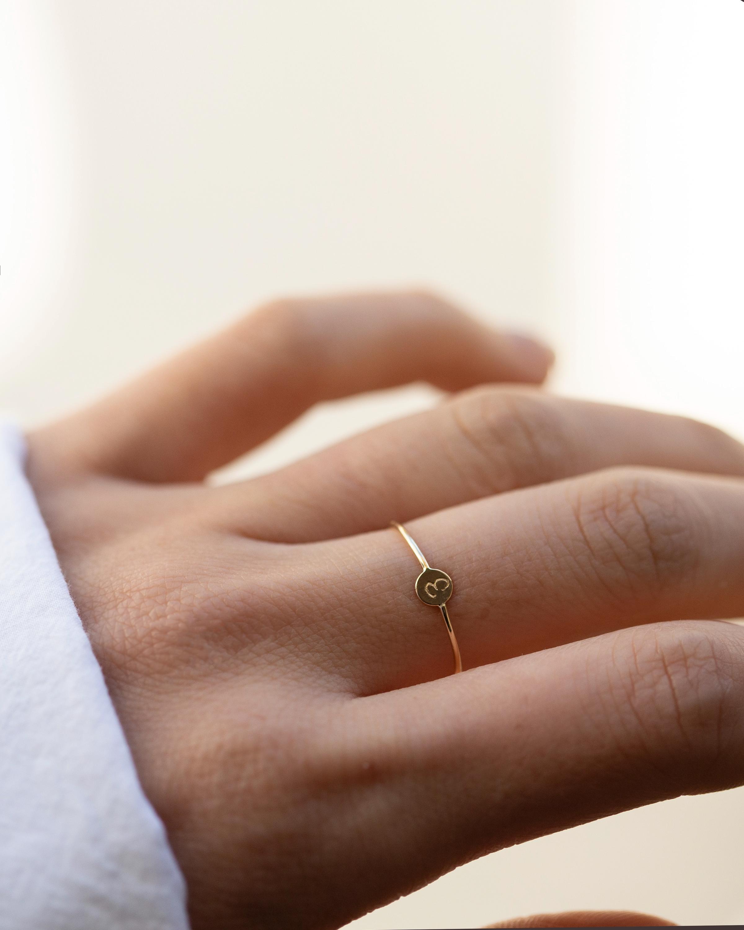 14k Gold Small Initial Monogram Ring Christmas Gift for Her - Etsy