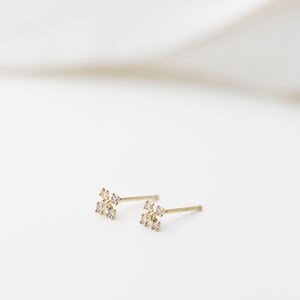 Diamond Cross Earrings in 14k solid gold Diamond Earrings Cross Earrings Solid gold Earrings Mini Gold Coptic Cross Stud Earrings image 4