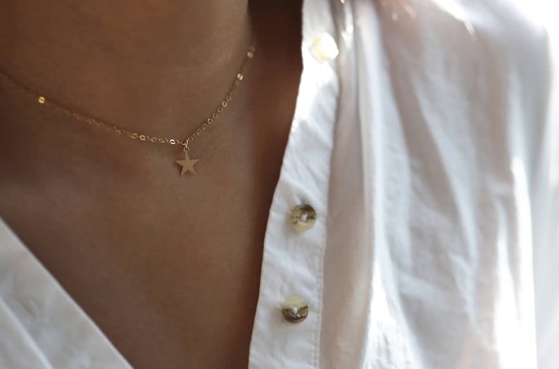 14K Gold Star Necklace Jewelry gift for her 14K Solid by E/&E PROJECT