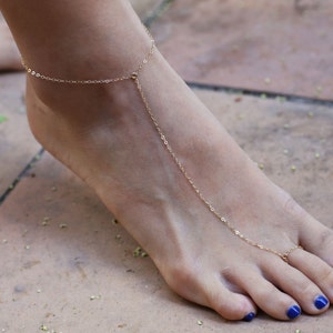 Simple Anklet chain  - toe chain anklet . dainty chain anklet . Sterling silver . Gold filled . foot chain .   EA002