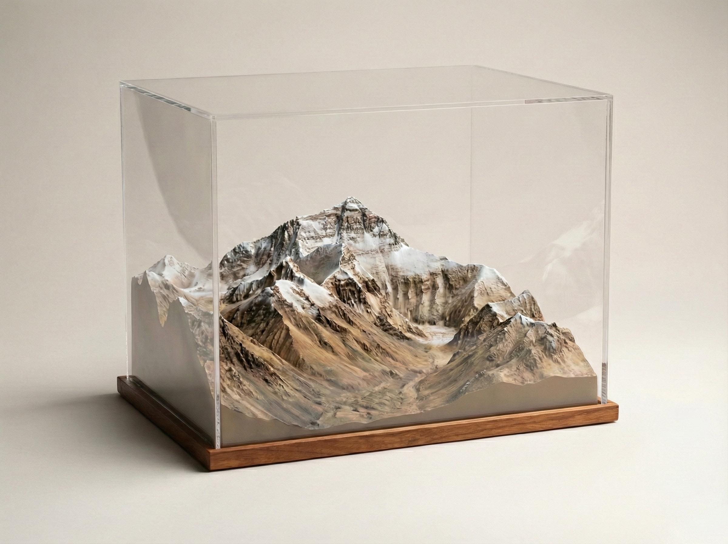 Mount Everest Relief Diorama, Handcrafted Explorer Style Art Piece
