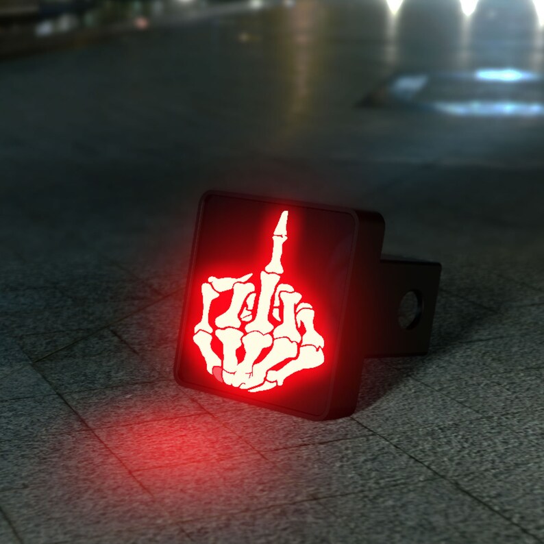 Skeleton Middle Finger LED Hitch Cover Brake Light Etsy