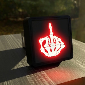 Skeleton Middle Finger LED Hitch Cover - Brake Light