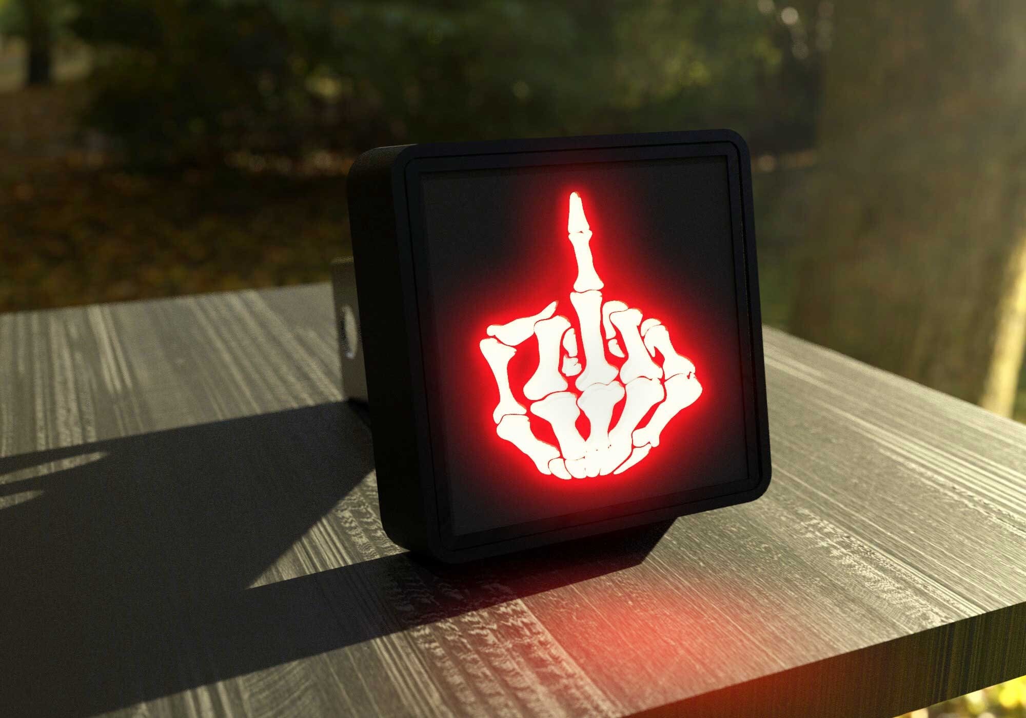 Car LED Middle Finger Sign Thank You Light Funny Rear Window Sign (A)