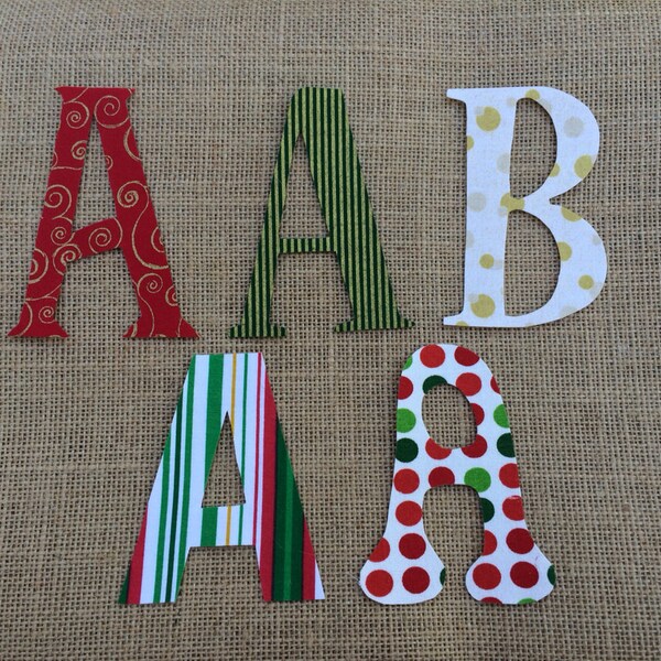 Iron on or iron on sew on-4 inch tall-hand cut-Custom or Christmas cotton fabric letters-numbers-symbols-shapes-ask about fabric options.
