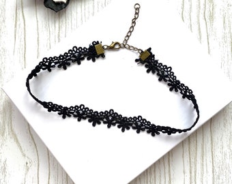 Black Lace Choker, Gothic Victorian Collar Necklace