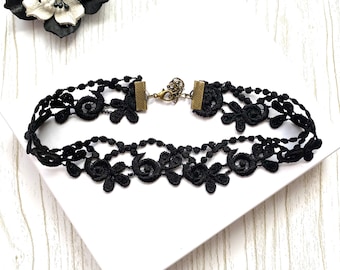 Black Lace Choker: Victorian Gothic Collar Necklace
