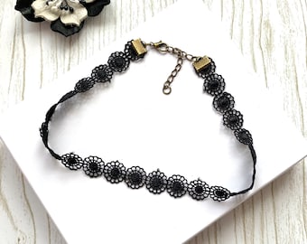 Black Lace Choker, Gothic Victorian Collar