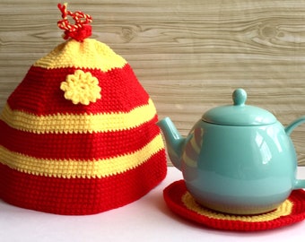 Knitted Tea Cosy for Medium Teapot, Christmas Teapot Warmer