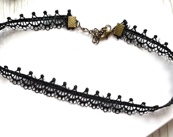 Black Lace Choker Necklace - Gothic Victorian Collar
