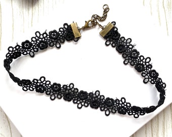 Black Lace Choker, Gothic Victorian Collar
