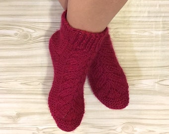 Hand knit socks Wool socks Knitted socks Warm socks Slippers women Slippers socks House slippers