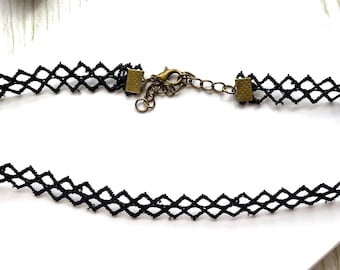Black Lace Choker - Gothic Victorian Collar Necklace