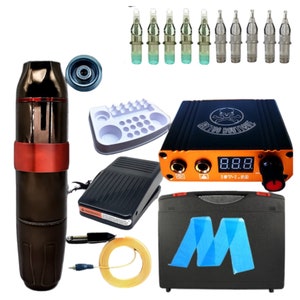 Dragonhawk Tattoo Kit Rotary Tattoo Pen Machine Kit Wireless Tattoo Gun Kit  Cartridges Needles Power Supply