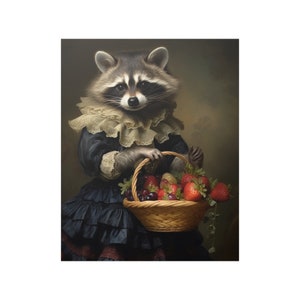 Raccoon gifts .Vintage Victorian Raccoon Portrait wall art. Satin Posters,Vintage Poster, Art Poster Print, Home Decor