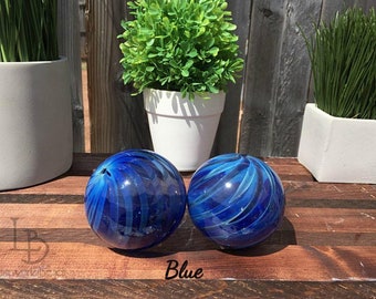 One Single Handmade in USA Blown Lightweight Glass Ornament Glass Christmas Ornament Garden Sun Catcher Office Gifts-Cobalt Blue Twist