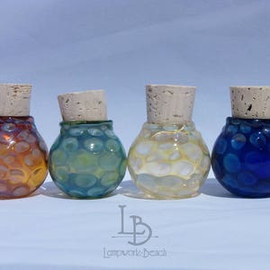 One Handmade in USA Blown Borosilicate Glass Apothecary MINI SIZE Jar Herbs Stash Jar Spell Potion Jars Kitchen Bath Decor Mini Urns-Dots