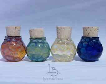 One Handmade in USA Blown Borosilicate Glass Apothecary MINI SIZE Jar Herbs Stash Jar Spell Potion Jars Kitchen Bath Decor Mini Urns-Dots