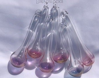 SET OF 2 Handmade in USA Blown Borosilicate Gold Fumed Handmade Glass Ornaments Drops Fancy Elegant Lightweight Ornament Decorations Gifts